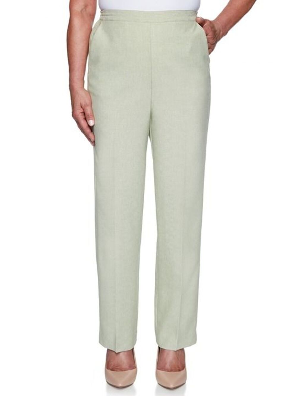 Alfred Dunner Classic Fit Springtime in Paris Pant - Sage - 18 Proportion Short